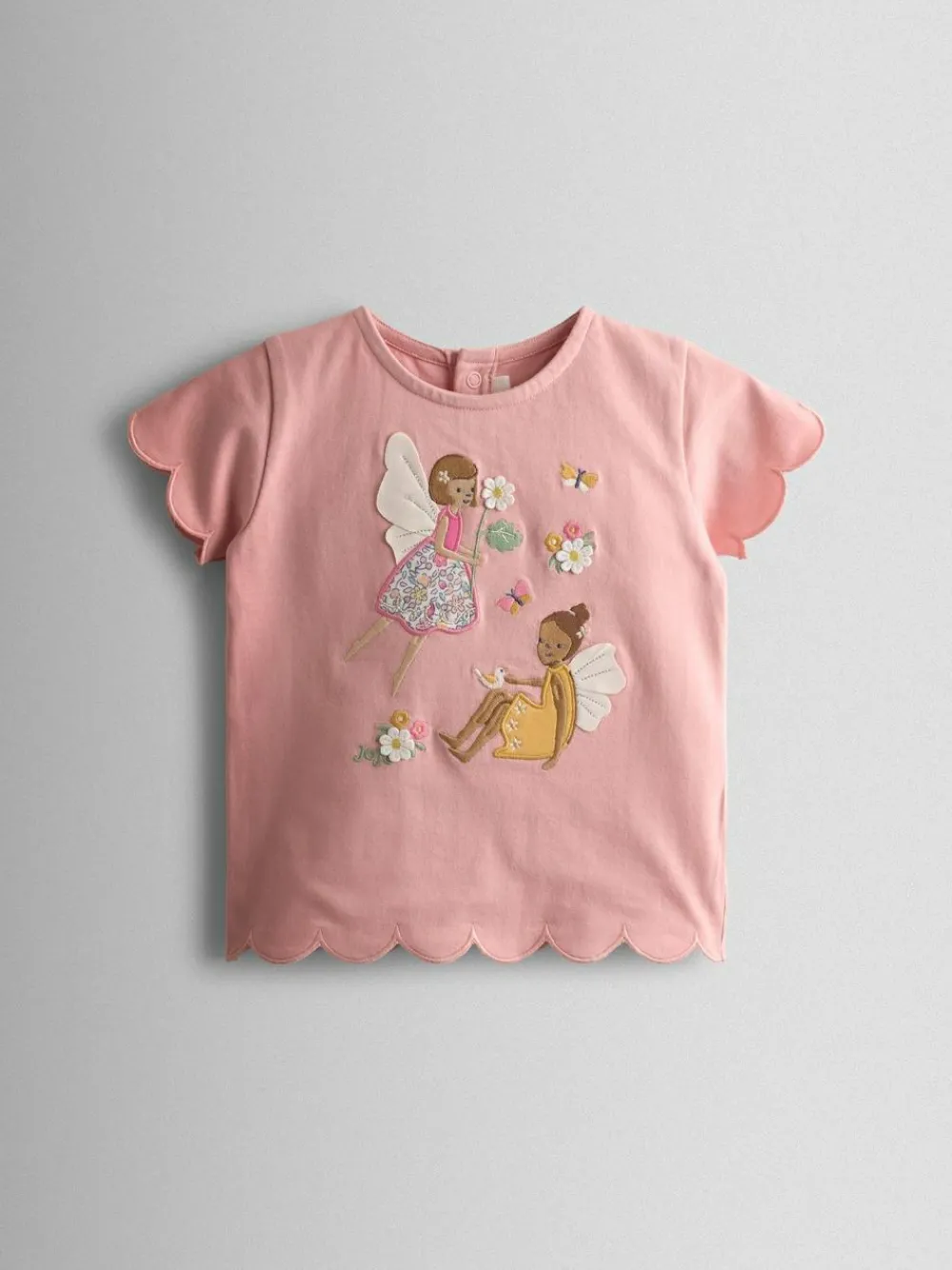 Jojo Maman Bébé Light Pink Applique Scalloped T-shirt^ T-Shirts