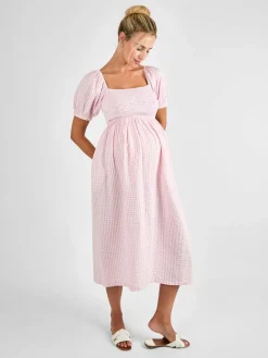 Jojo Maman Bébé Short Puff Sleeve Shirred Midi Dress^Women Midi Dresses|Dresses