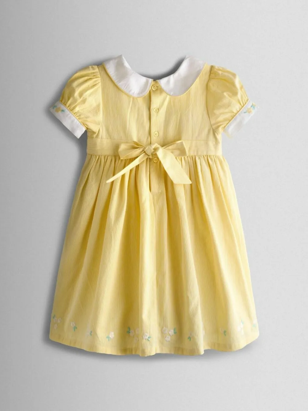 New Jojo Maman Bébé Bud Floral Smocked Party Dress Light Yellow
