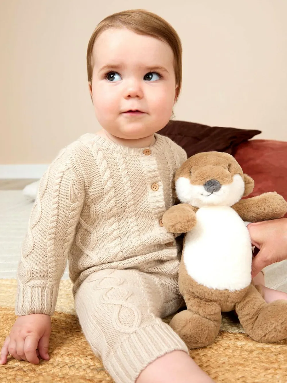 Discount Jojo Maman Bébé Natural Cable Knit All-In-One With Hat