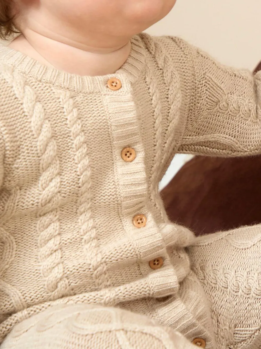 Discount Jojo Maman Bébé Natural Cable Knit All-In-One With Hat