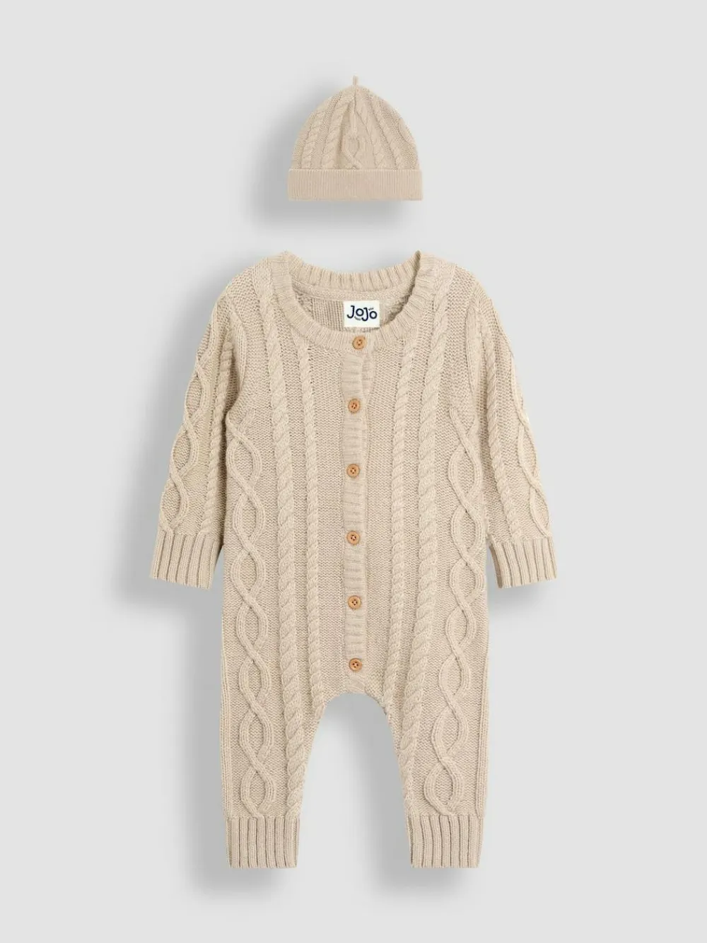 Discount Jojo Maman Bébé Natural Cable Knit All-In-One With Hat