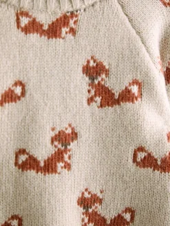 Sale Jojo Maman Bébé Knit Top & Bottom Set Natural Fox