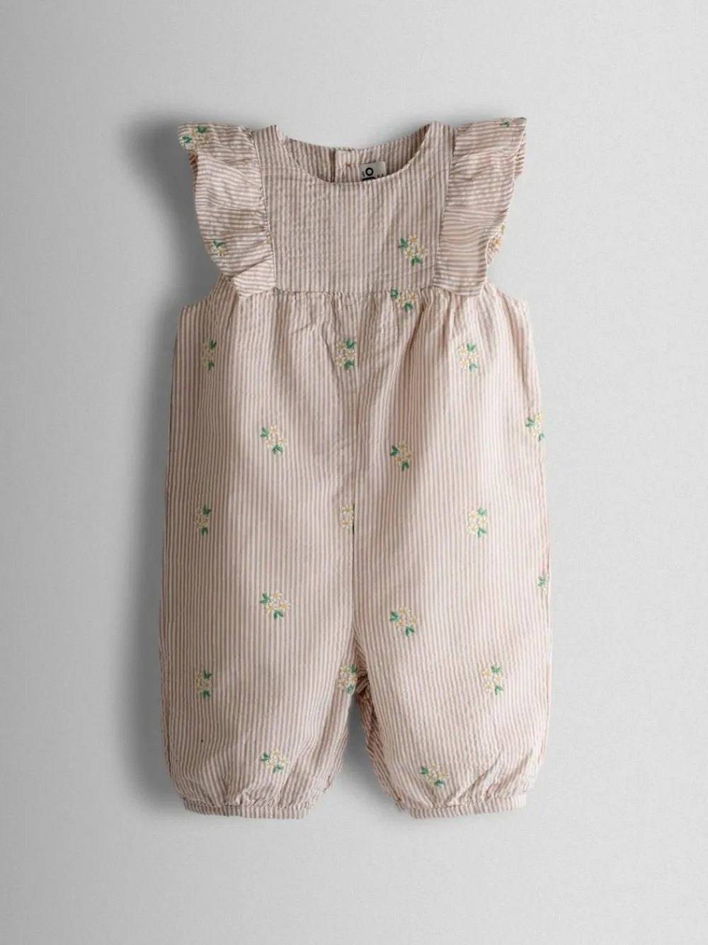 Jojo Maman Bébé Natural Frill Shoulder Embroidered Romper^ Jumpsuits & Playsuits