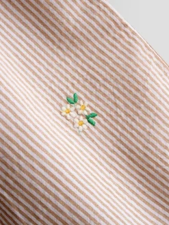 Jojo Maman Bébé Natural Frill Shoulder Embroidered Romper^ Jumpsuits & Playsuits