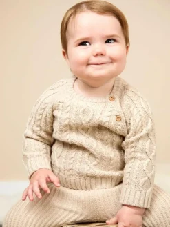 Jojo Maman Bébé Natural 2-Piece Cable Knit Set