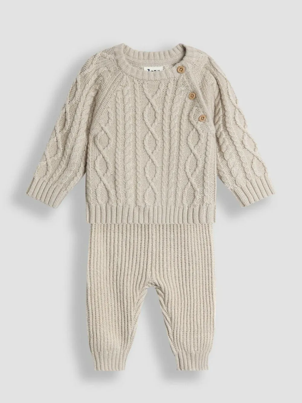 Jojo Maman Bébé Natural 2-Piece Cable Knit Set