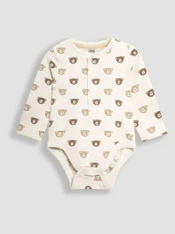 Discount Jojo Maman Bébé Natural Printed Bear And Appliqué Pocket Bodies 2 Pack