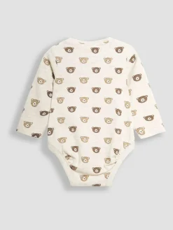 Discount Jojo Maman Bébé Natural Printed Bear And Appliqué Pocket Bodies 2 Pack