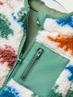 Clearance Jojo Maman Bébé Hooded Teddy Fleece Jacket Natural Stegosaurus