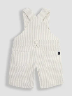 Clearance Jojo Maman Bébé Natural Stone Seersucker Stripe Dungarees