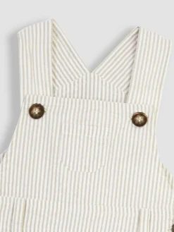 Clearance Jojo Maman Bébé Natural Stone Seersucker Stripe Dungarees