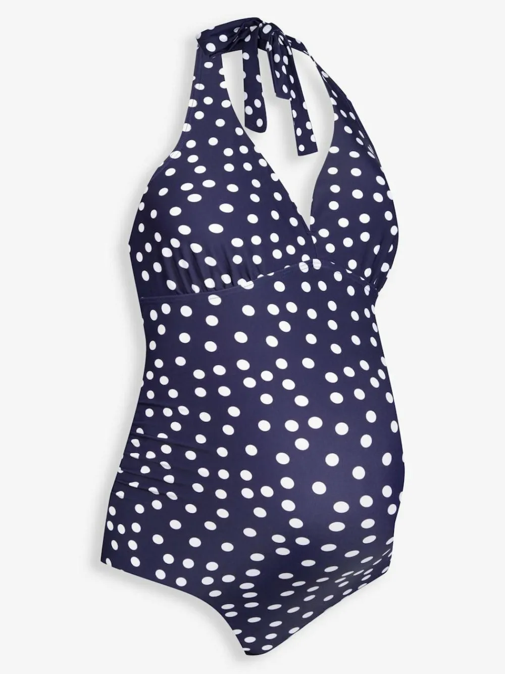 Best Jojo Maman Bébé Navy Blue & White Spot Sleeveless Tie Halterneck Maternity Swimsuit