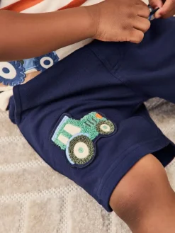 New Jojo Maman Bébé Navy Blue Appliqué Shorts