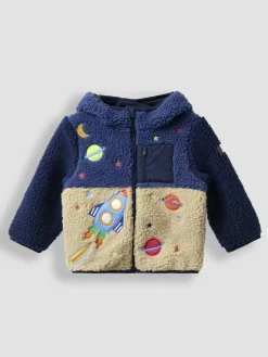 Outlet Jojo Maman Bébé Navy Blue Appliqué Teddy Fleece Jacket
