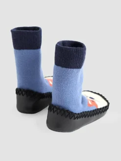 Clearance Jojo Maman Bébé Navy Blue Fox Mouse Moccasin Slipper Socks