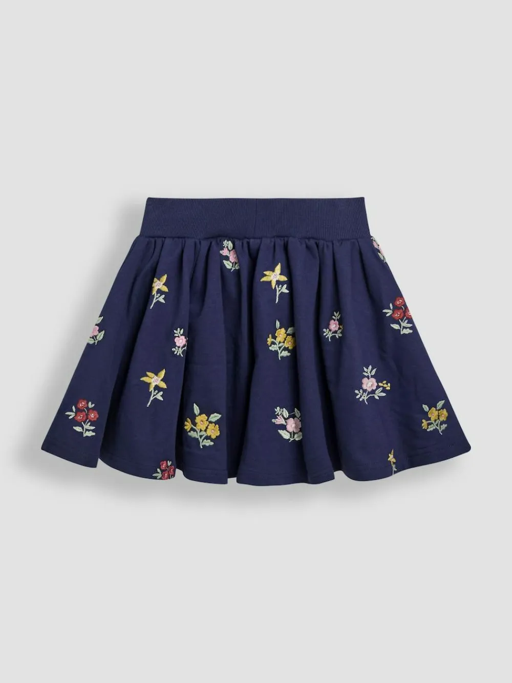 Clearance Jojo Maman Bébé Navy Blue Floral Embroidered Sweatshirt & Skirt Set