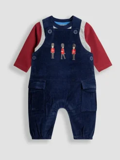 Jojo Maman Bébé Navy Blue 2-Piece Cargo Cord Dungarees & Top Set^BOY Dungarees
