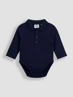 Hot Jojo Maman Bébé Navy Blue 2-Pack Plain Long Sleeve Polo Shirt Bodies