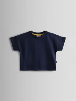 Jojo Maman Bébé Navy Blue Stripe Dungarees, T-Shirt & Hat 3-Piece Set^BOY Dungarees