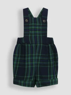 Jojo Maman Bébé Navy Blue Tartan 2-Piece Tartan Dungarees & Body Set^BOY Dungarees