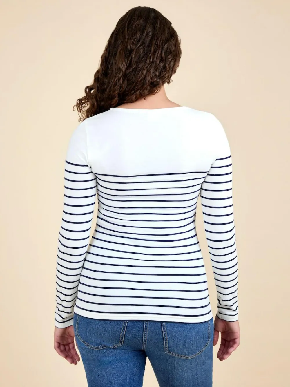 Best Jojo Maman Bébé Stripe Long Sleeve Maternity & Nursing Top Navy Ecru Stripe