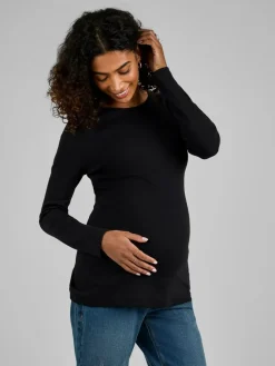 Best Jojo Maman Bébé Oatmeal Cream & Black 2-Pack Ribbed Maternity & Nursing Top