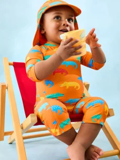 Jojo Maman Bébé Orange Crocodile Sun Protection Suit