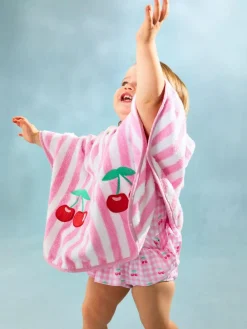 Clearance Jojo Maman Bébé Appliqué Towelling Poncho Pale Pink