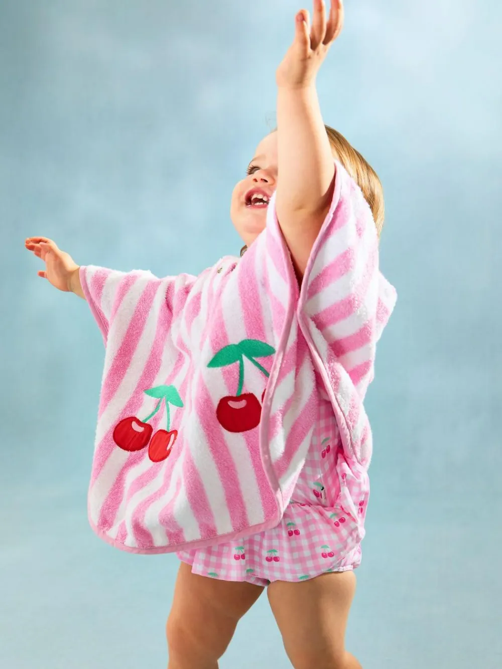 Clearance Jojo Maman Bébé Appliqué Towelling Poncho Pale Pink