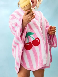 Clearance Jojo Maman Bébé Appliqué Towelling Poncho Pale Pink