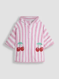 Clearance Jojo Maman Bébé Appliqué Towelling Poncho Pale Pink