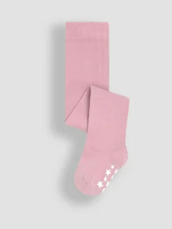 New Jojo Maman Bébé Pale Pink Cotton Rich Plain Tights