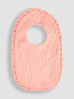 Outlet Jojo Maman Bébé Pink Baby Muslin Frill Bib