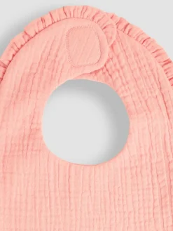 Outlet Jojo Maman Bébé Pink Baby Muslin Frill Bib
