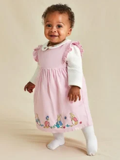 Clearance Jojo Maman Bébé Pink Baby Peter Rabbit Embroidered Dress and Body Set