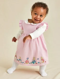 Clearance Jojo Maman Bébé Pink Baby Peter Rabbit Embroidered Dress and Body Set