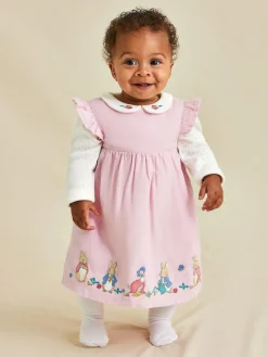 Clearance Jojo Maman Bébé Pink Baby Peter Rabbit Embroidered Dress and Body Set