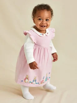 Clearance Jojo Maman Bébé Pink Baby Peter Rabbit Embroidered Dress and Body Set