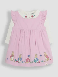 Clearance Jojo Maman Bébé Pink Baby Peter Rabbit Embroidered Dress and Body Set