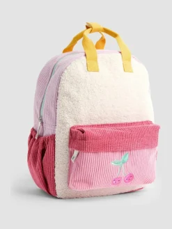 New Jojo Maman Bébé Pink Cherry Borg Colour Block Medium Backpack