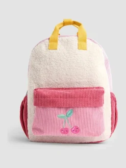 New Jojo Maman Bébé Pink Cherry Borg Colour Block Medium Backpack