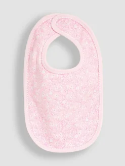 Jojo Maman Bébé Pink Ditsy Floral Flopsy 3-Pack Bibs
