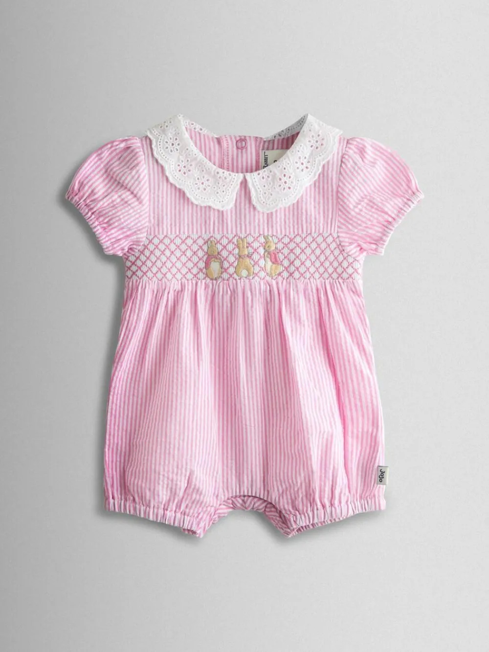 Online Jojo Maman Bébé Pink Embroidered Stripe Romper