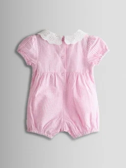 Online Jojo Maman Bébé Pink Embroidered Stripe Romper