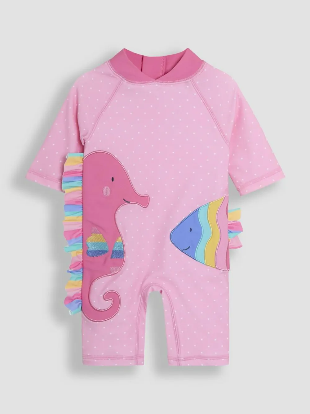 Best Jojo Maman Bébé Pink Fish Appliqué Sun Protection Suit
