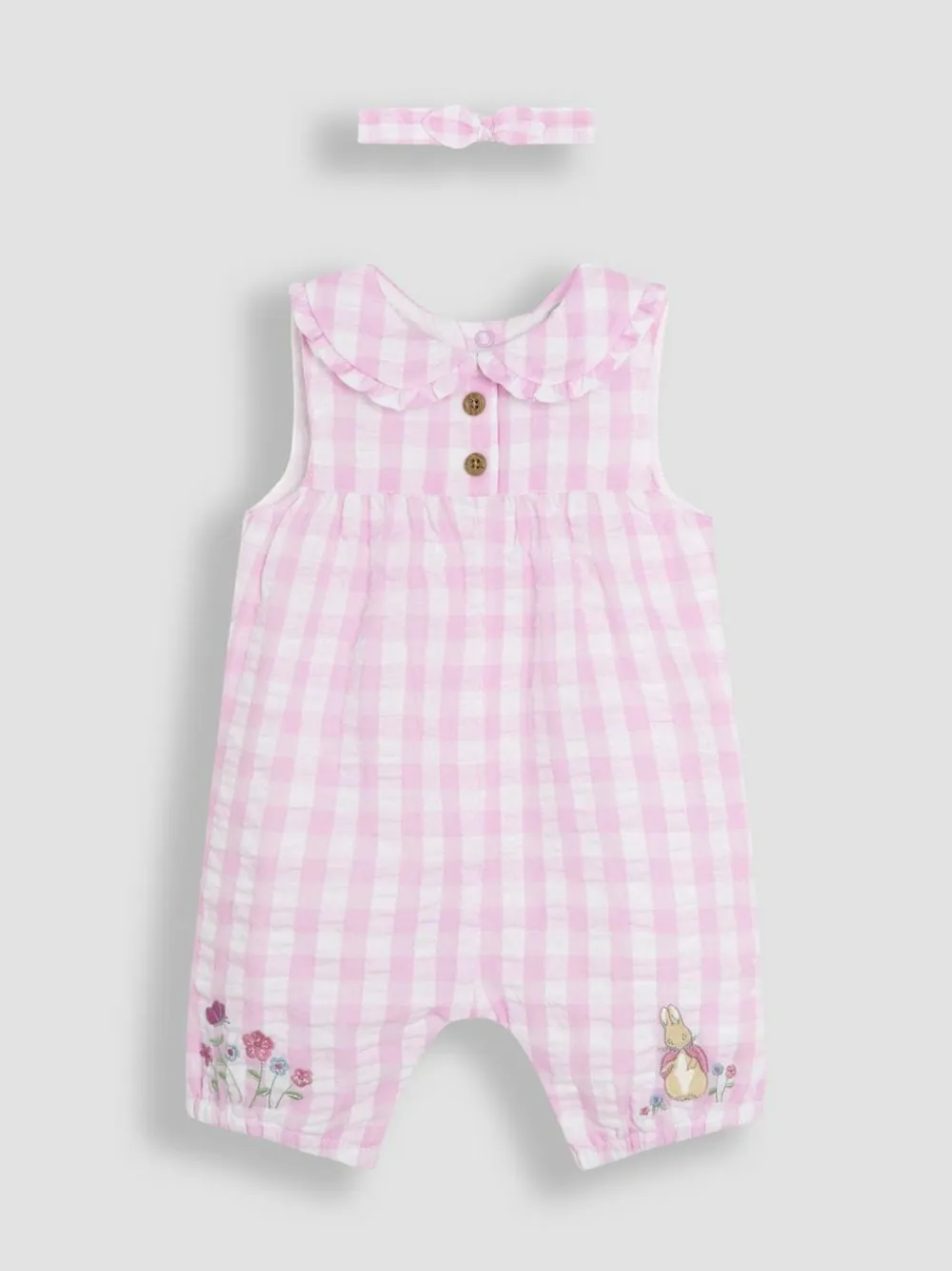 Clearance Jojo Maman Bébé Pink Gingham Peter Flopsy Bunny Jumpsuit & Headband Set