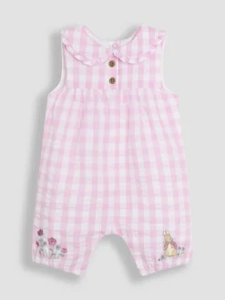 Clearance Jojo Maman Bébé Pink Gingham Peter Flopsy Bunny Jumpsuit & Headband Set