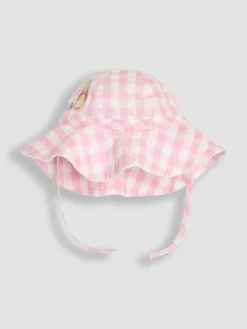 Outlet Jojo Maman Bébé Pink Gingham Flopsy Bunny Floppy Sun 100% Cotton Hat
