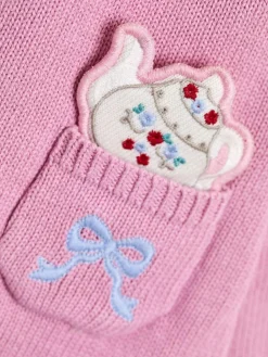 Best Jojo Maman Bébé Pink Mouse Pet in Pocket Appliqué Cardigan